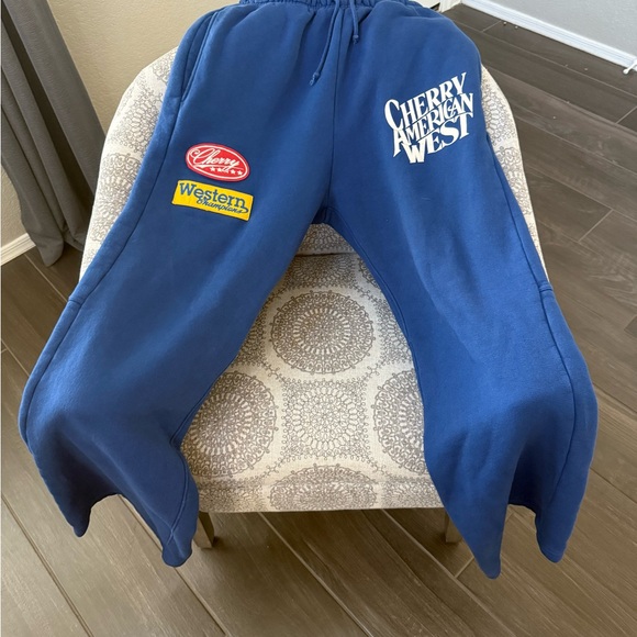 Cherry LA Blue Sweatpants with White and Yellow Accents - Picture 1 of 6